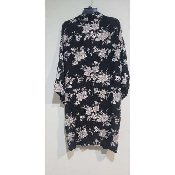 Spiritual Gangster Kimono Robe Black Floral MAYA Cardigan Tie Front w Pockets - Picture 2 of 5